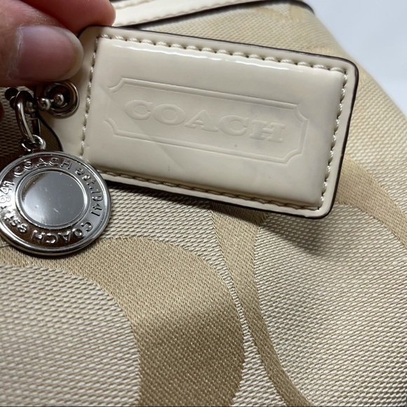 Coach Signature Stripe Framed Tan Carryall Purse - Picture 15 of 15